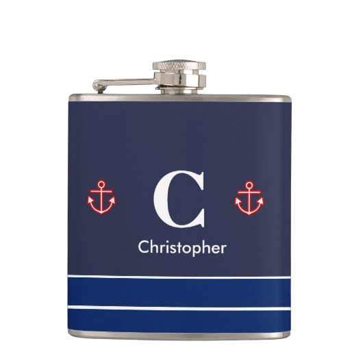 Blaue weiße Streifen der Marine Flachmann (Vorderseite)