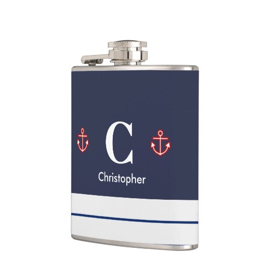 Blaue weiße Streifen der Marine Flachmann (Links)