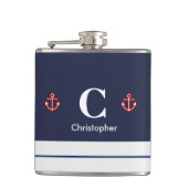 Blaue weiße Streifen der Marine Flachmann (Vorderseite)