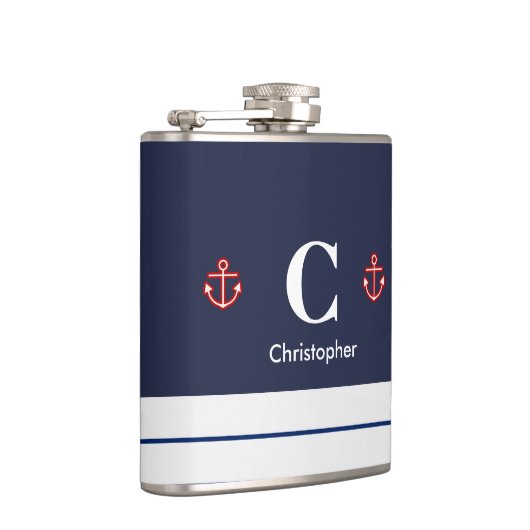 Blaue weiße Streifen der Marine Flachmann (Rechts)