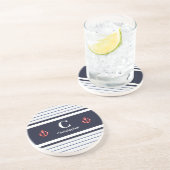 Blaue weiße Streifen der Marine Getränkeuntersetzer (Seite)