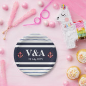 Blaue weiße Streifen der Marine Pappteller (Party)