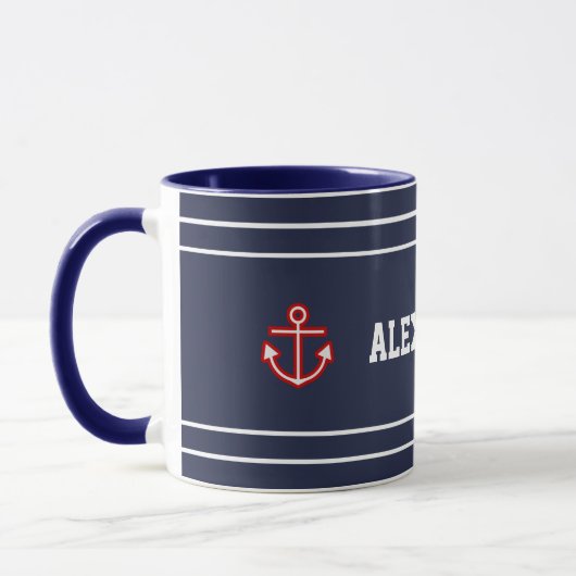 Blaue weiße Streifen der Marine Tasse (Links)