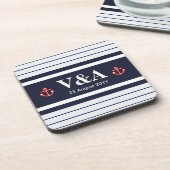 Blaue weiße Streifen der Marine Untersetzer (Linke Seite)