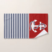 Blaue weiße Streifen der Nautik und weißer Anker Badhandtuch Set (Handtuch)