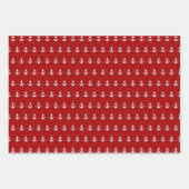 Blaue weiße Streifen der Nautik und weißer Anker Geschenkpapier Set (Vorderseite)