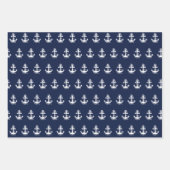 Blaue weiße Streifen der Nautik und weißer Anker Geschenkpapier Set (Vorderseite 3)