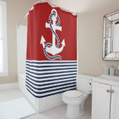 Blaue weiße Streifen der Nautischen Marine und Bla Duschvorhang (Beispiel)