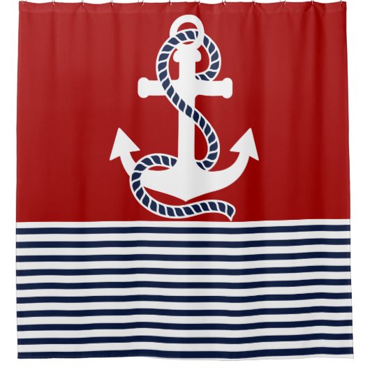 Blaue weiße Streifen der Nautischen Marine und Bla Duschvorhang (Vorderseite)