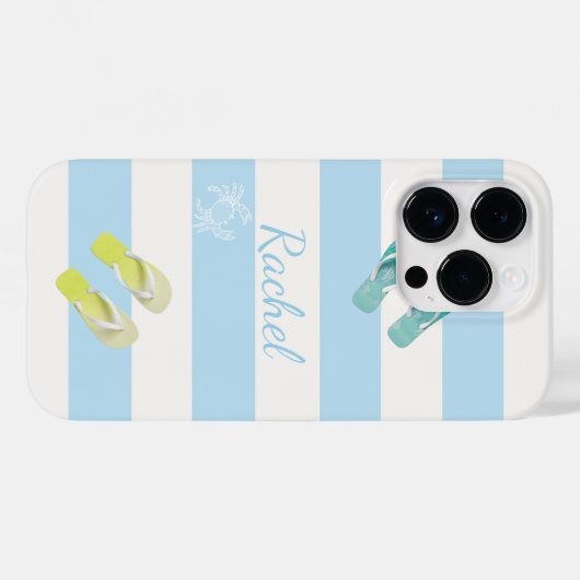 Blaue weiße Streifen drehte Flop Dekoration Sommer Case-Mate iPhone Hülle (Rückseite (Horizontal))