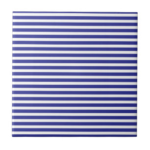 Blaue weiße Streifen Einfach Stylisch Modern Minim Fliese