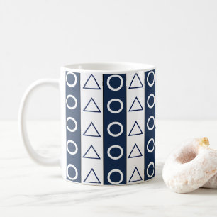 Blaue weiße Streifen geometrisches Muster Kaffeetasse