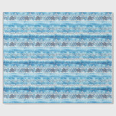 Blaue weiße Streifen Geschenkpapier (Flach)