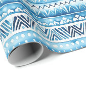 Blaue weiße Streifen Geschenkpapier (Rolleneckpunkt)