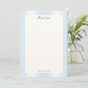 Blaue weiße Streifen-Klassiker Elegante Babyparty- Dankeskarte