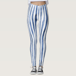Blaue Weiße Streifen Leggings