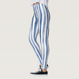 Blaue Weiße Streifen Leggings