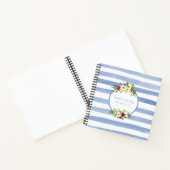 Blaue weiße Streifen Lila Gelbe Blumenrezeptur Notizblock (Innenseite)