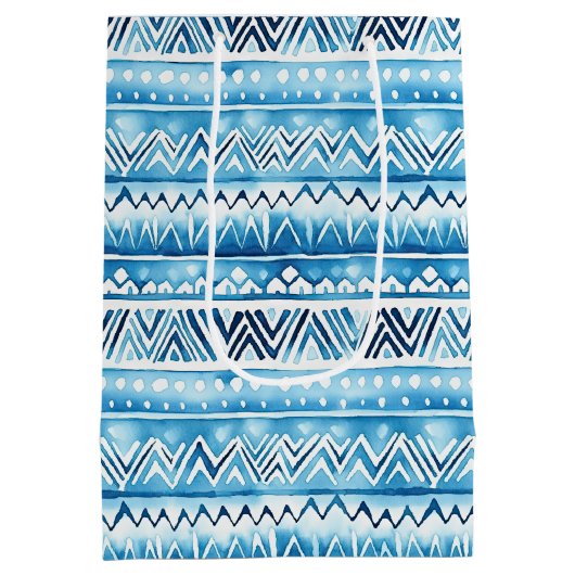 Blaue weiße Streifen Mittlere Geschenktüte (Rückseite)