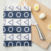 Blaue weiße Streifen Modernes geometrisches Muster Geschirrtuch (Viertel Falte)