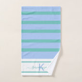 Blaue weiße Streifen Monogramm Badhandtuch Set (Handtuch)