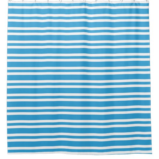 Blaue Weiße Streifen Muster Duschvorhang (Vorderseite)