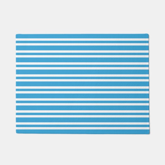 Blaue Weiße Streifen Muster Fußmatte (Vorderseite)