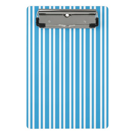 Blaue Weiße Streifen Muster Mini Klemmbrett (Vorderseite)