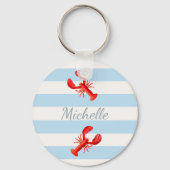 Blaue weiße Streifen roter Hummername Schlüsselanhänger (Vorderseite)