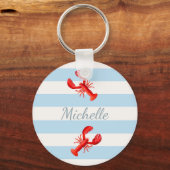 Blaue weiße Streifen roter Hummername Schlüsselanhänger (Vorderseite)