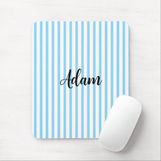 Blaue Weiße Streifen Schriftzug Personalisiert Mousepad