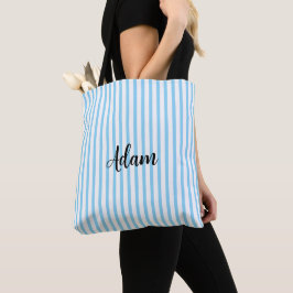 Blaue weiße Streifen-Schriftzug Personalisiert Tasche