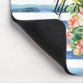 Blaue weiße Streifen tropische Ananas Mousepad (Ecke)