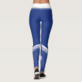Blaue, weiße Streifen und Name modern mädchenhaft Leggings (Rückseite)