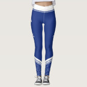 Blaue, weiße Streifen und Name modern mädchenhaft Leggings (Vorderseite)