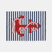 Blaue weiße Streifen und roter Anker der Marine Fleecedecke (Vorderseite (Horizontal))