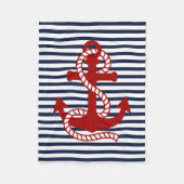 Blaue weiße Streifen und roter Anker der Marine Fleecedecke (Vorderseite)