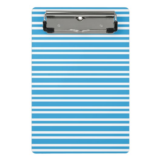 Blaue weiße Streifenmuster Mini Klemmbrett (Vorderseite)