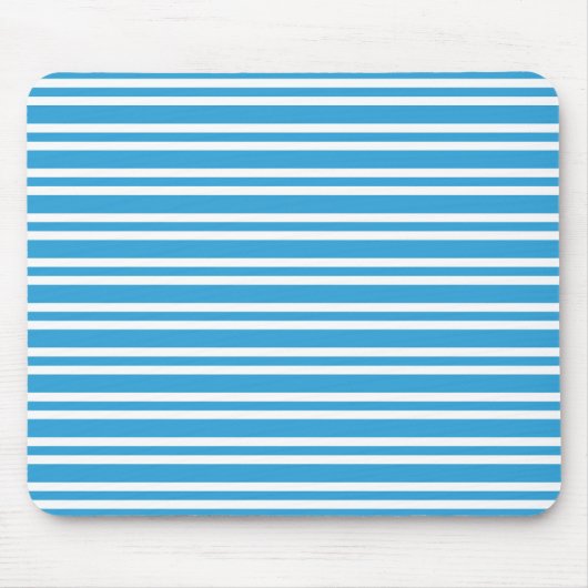 Blaue weiße Streifenmuster Mousepad (Vorne)