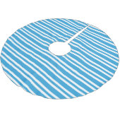 Blaue weiße Streifenmuster Polyester Weihnachtsbaumdecke (Schrägansicht)