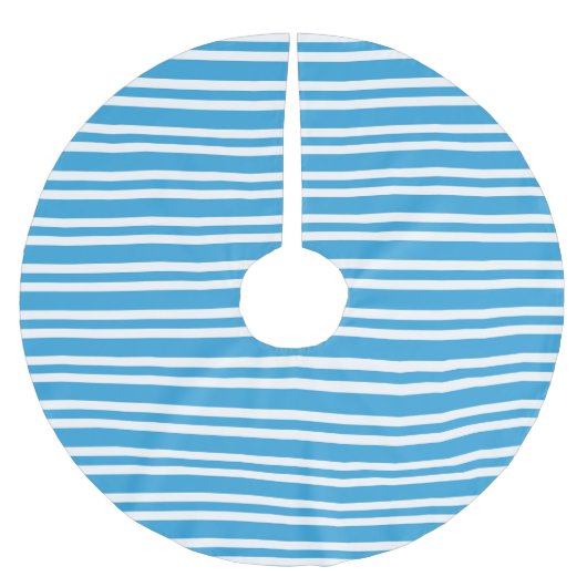 Blaue weiße Streifenmuster Polyester Weihnachtsbaumdecke (Vorderseite)