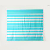 Blaue weiße Streifenmuster Wandteppich (Vorderseite (Horizontal))