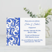 Blaue weiße Strudel-Verlobungs-Jahrestag Einladung (Stehend Vorderseite)