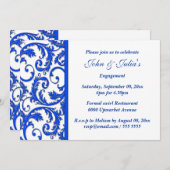 Blaue weiße Strudel-Verlobungs-Jahrestag Einladung (Vorne/Hinten)