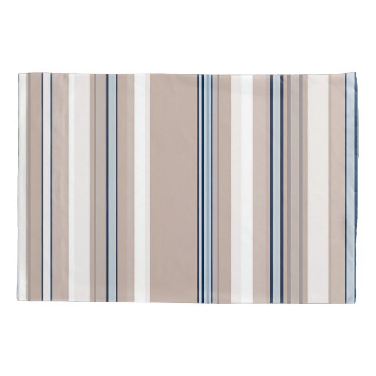 Blaue, weiße und beige Streifen mit schwarzem Akze Kissenbezug (Rückseite-Links)