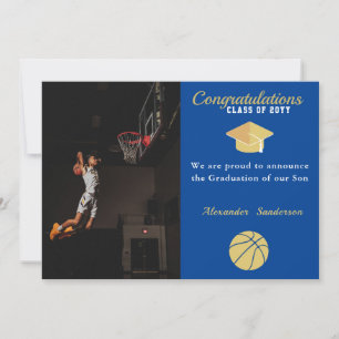 Blaue Weiße und Goldene Basketball-Abschlussfeier Ankündigung