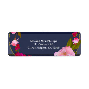 Blaue Weiße und Goldene Moderne Florale Chic Glam