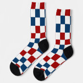 Blaue, weiße und rote Socken (Linkes Detail)