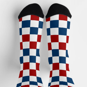 Blaue, weiße und rote Socken