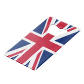 Blaue Weiße und Rote Union Jack Geldbeutel Flaschenöffner (Rückseite Schrägansicht)